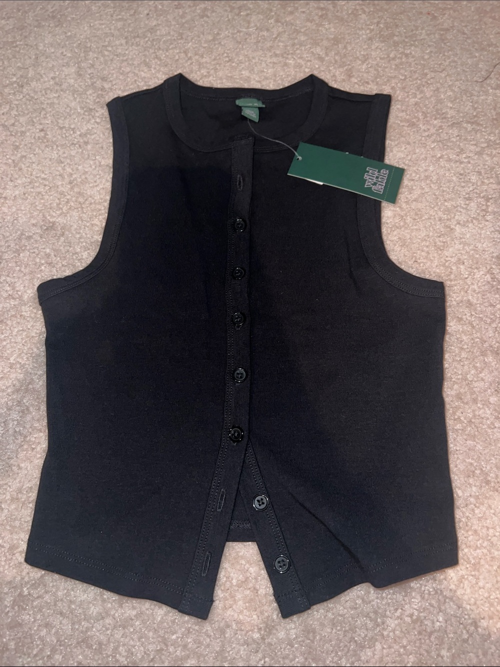 NWT Black Button Down Vest cardigan
